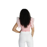 Love by ILY Mesh Ruffle Sleeve Ribbed Knit Shirt - Love by ILY