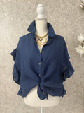 Ruffle Linen Italian Blouse