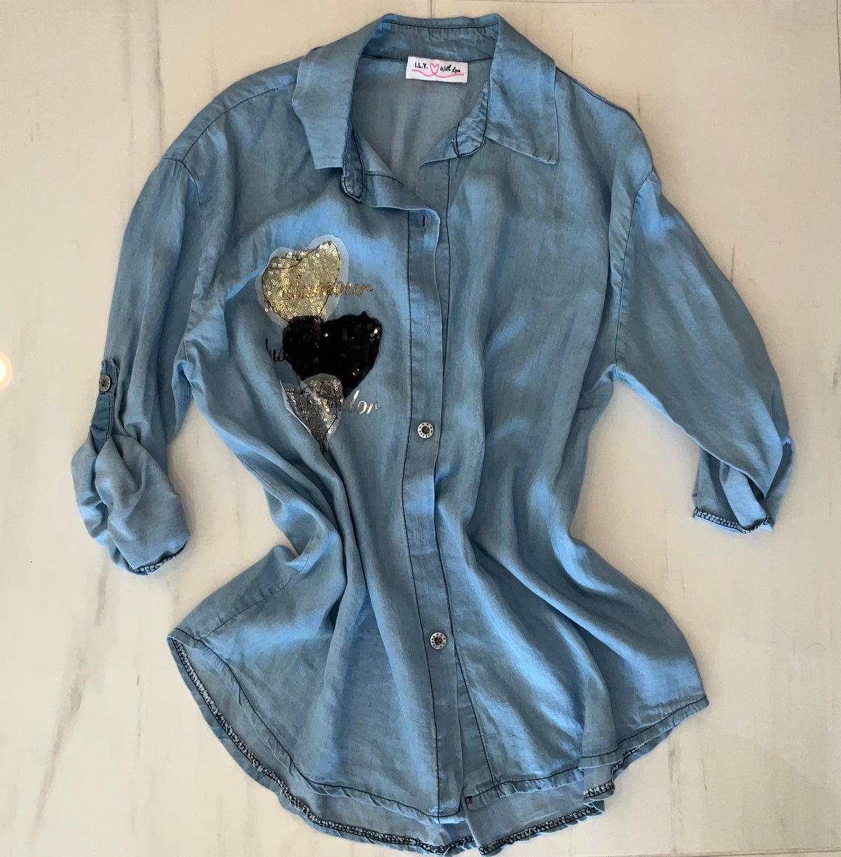 Heart Denim Italian Top - Love by ILY