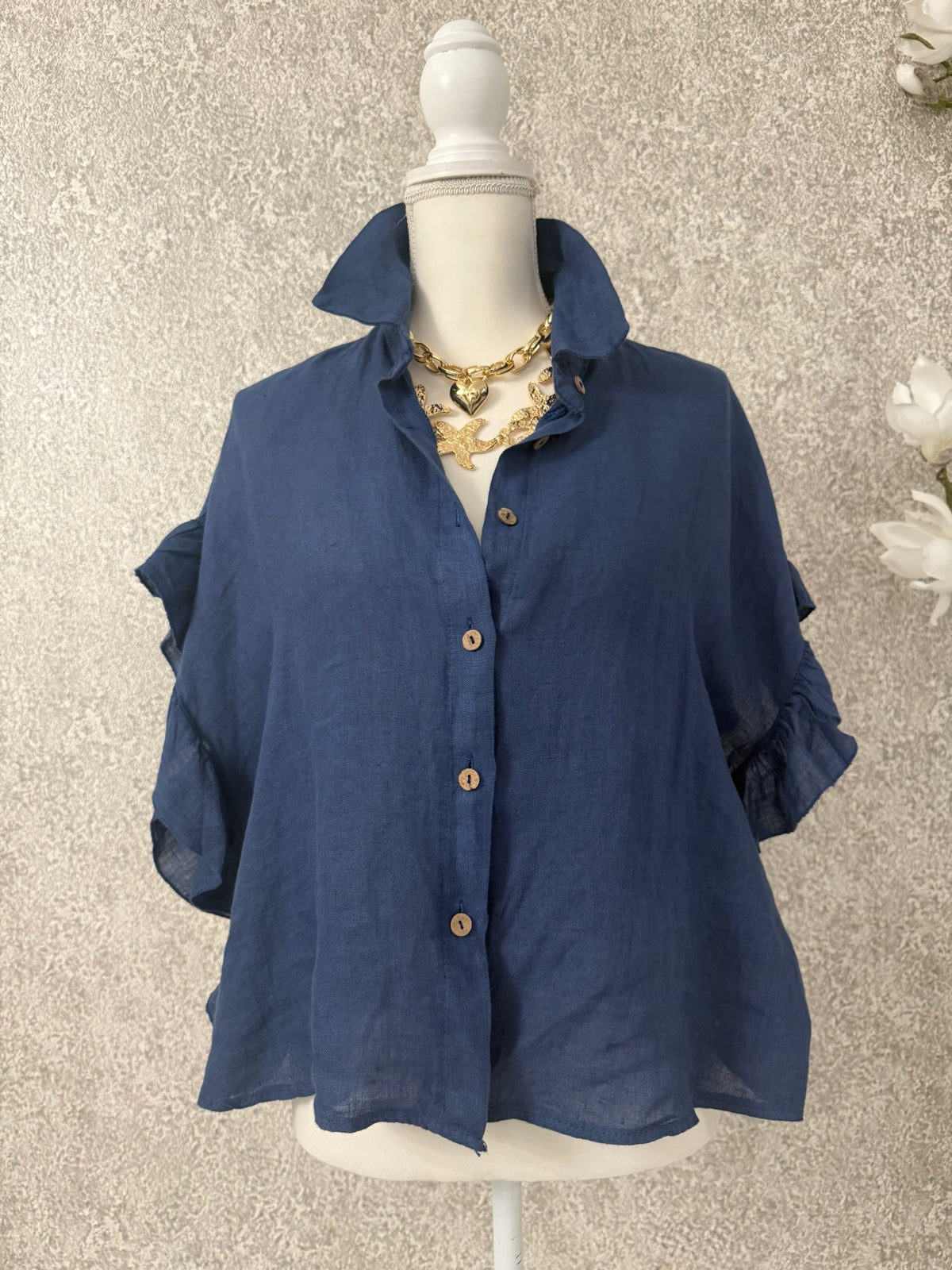 Ruffle Linen Italian Blouse - Love by ILY