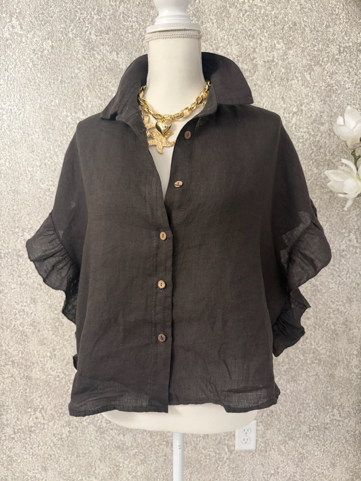 Ruffle Linen Italian Blouse - Love by ILY