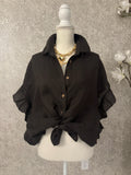 Ruffle Linen Italian Blouse