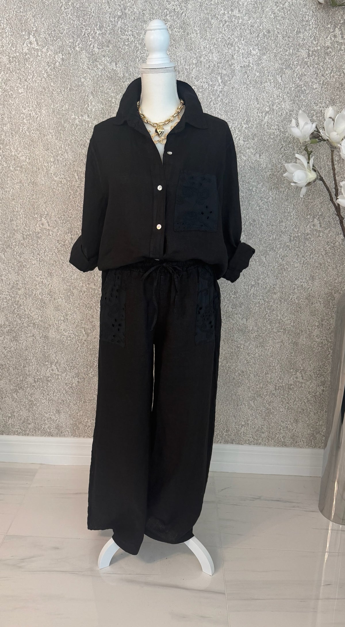 Black Italian Linen Set - Love by ILY