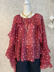 Polka Dots Ruffle Italian Blouse