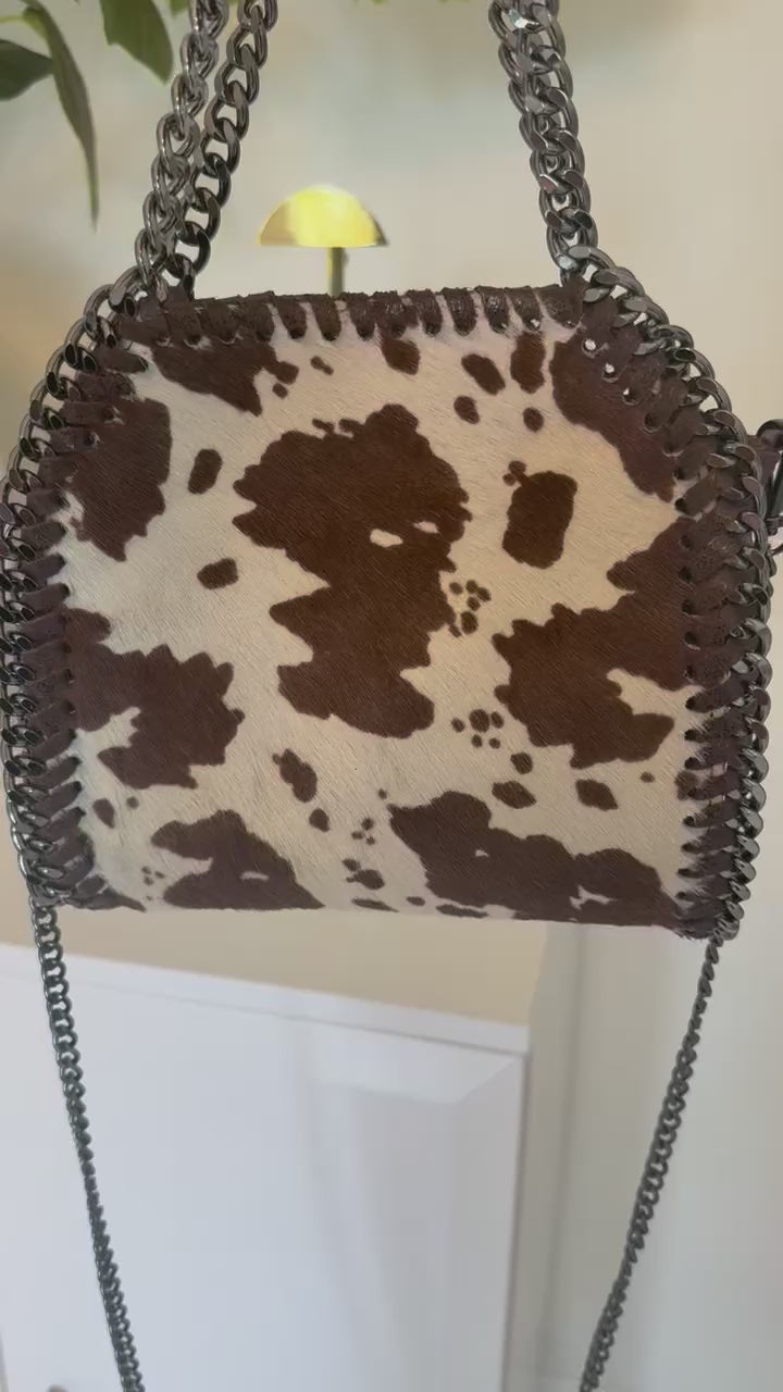 Cowhide Brunella Italian Mini Crossbody Tote Bag